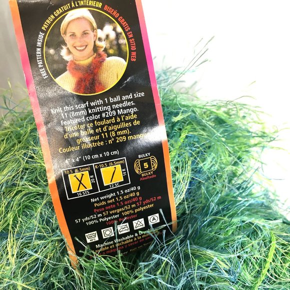 Citrus Eyelash Yarn Fun Fur Lion Brand Yarn Bundle of 3 - Picture 3 of 6